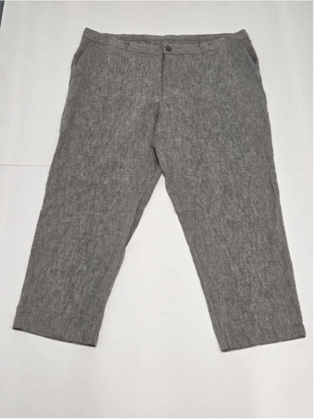 Tasso Elba Gray Cropped Linen-Blend Pants Quiet Luxury Minimalist 40x30
